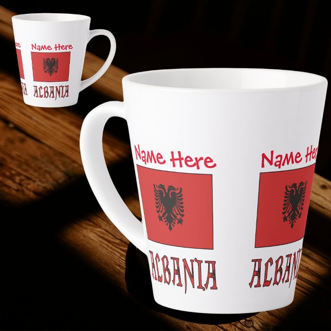 Albania Albanian Flag Red Personalisation  Latte Mug (Creator Uploaded)