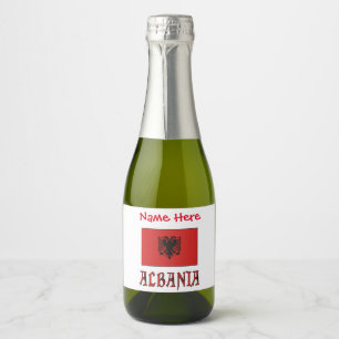 Albania Albanian Flag Red Personalisation  Sparkling Wine Label