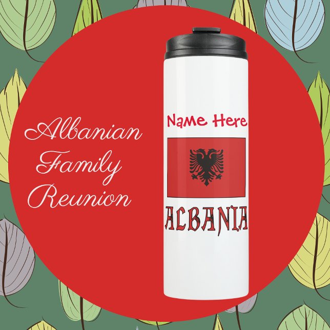 Albania Albanian Flag Red Personalisation  Thermal Tumbler (Creator Uploaded)