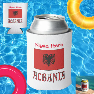 Albania Albanian Flag Red Personalised Can Cooler