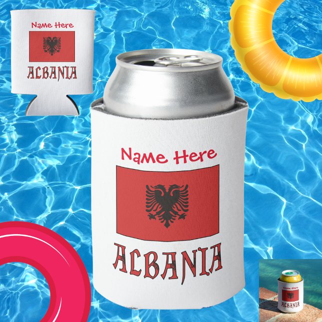 Albania Albanian Flag Red Personalised Can Cooler (Creator Uploaded)