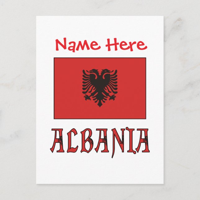 Albania Albanian Flag Red Personalised  Postcard (Front)