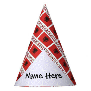 Albania Albanian Flag Tiled Personalised Text Party Hat