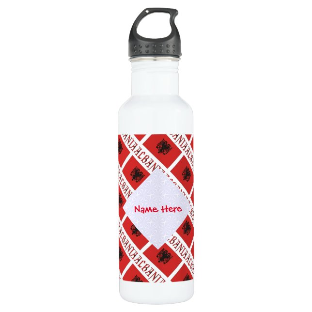 Albania Albanian Flag Tiled Red Personalisation  710 Ml Water Bottle (Front)