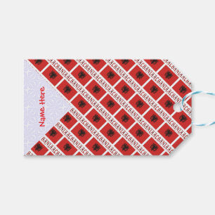 Albania Albanian Flag Tiled Red Personalised  Gift Tags