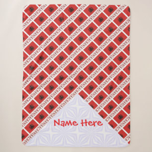 Albania Albanian Flag Tiled Red Personalised Sherpa Blanket