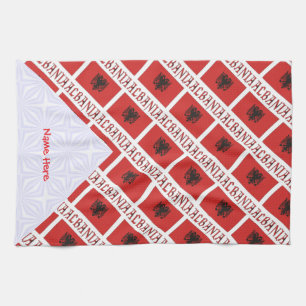Albania Albanian Flag Tiled Red Personalised Tea Towel