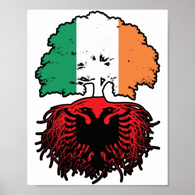 Albania Albanian Irish Ireland Tree Roots Flag Poster (Front)