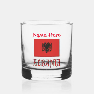 Albania and Albanian Flag Red Personalisation Whiskey Glass