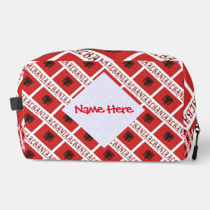 Albania and Albanian Flag Tile Red Personalisation Dopp Kit