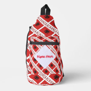 Albania and Albanian Flag Tile Red Personalisation Sling Bag