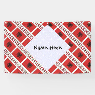 Albania and Albanian Flag Tiled Personalised Banner