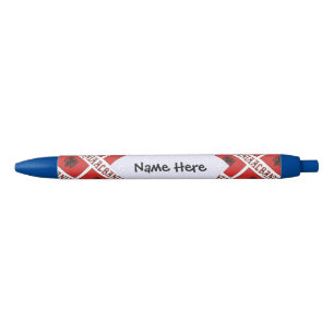Albania and Albanian Flag Tiled Personalised Black Ink Pen