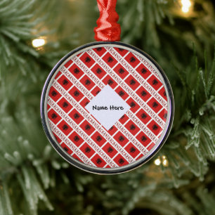 Albania and Albanian Flag Tiled with Your Name Met Metal Tree Decoration