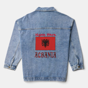 Albania and Albanian Flag White Personalised Denim Jacket
