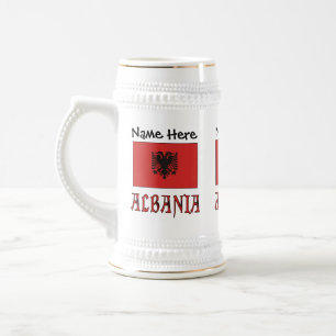 Albania and Albanian Flag with Your Name Beer Stein
