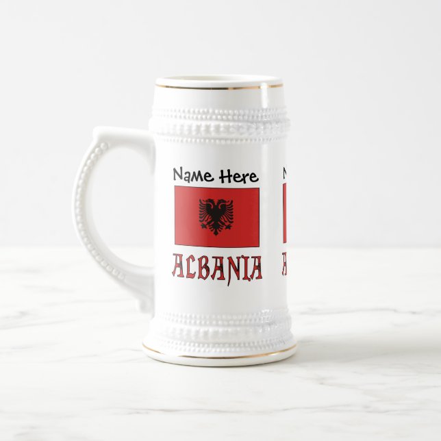 Albania and Albanian Flag with Your Name Beer Stein (Left)