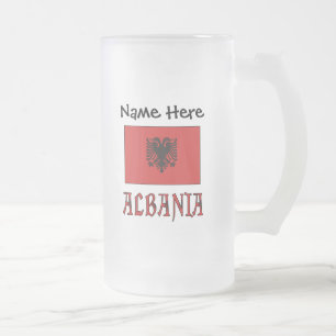 Albania and Albanian Flag with Your Name Frosted Glass Beer Mug