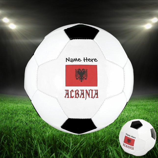 Albania and Albanian Flag with Your Name Soccer Ball (Creator Uploaded)