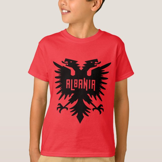 Albania Country Flag and Fan Design T-Shirt (Front)