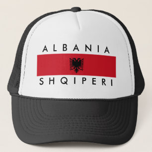 albania country long flag nation symbol name trucker hat