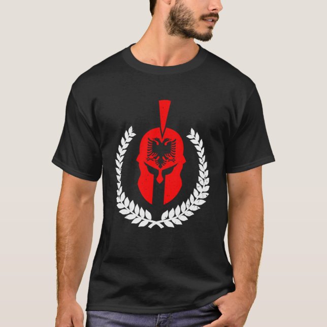 Albania Eagle Flag Kosovo Shqiptar illyrian helmet T-Shirt (Front)