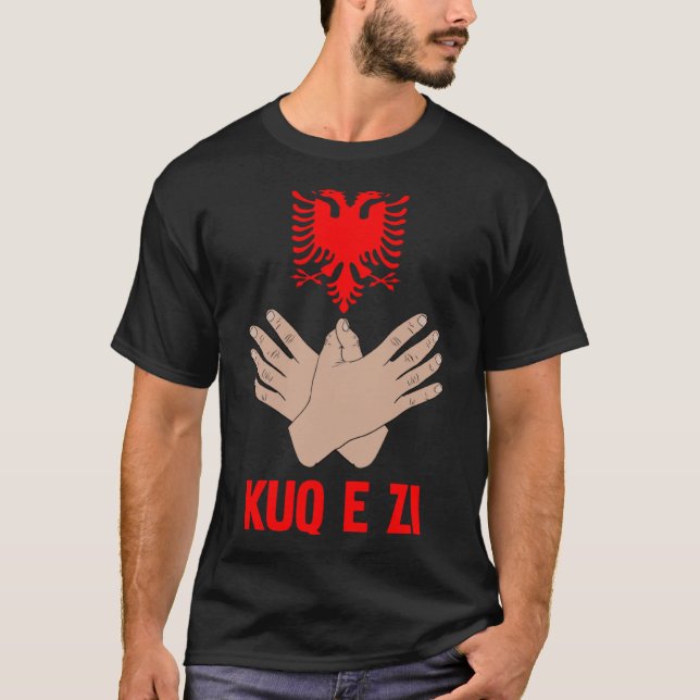 Albania Eagle Hand Sign  For Albanian And Kosovar T-Shirt (Front)