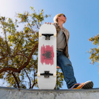 Albania flag brush stroke, national flag skateboard