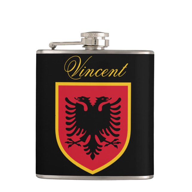 Albania Flag Hip Flask (Front)