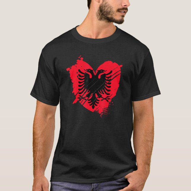 Albania Flag I Love It Is In My Dna For Albanians T-Shirt (Front)
