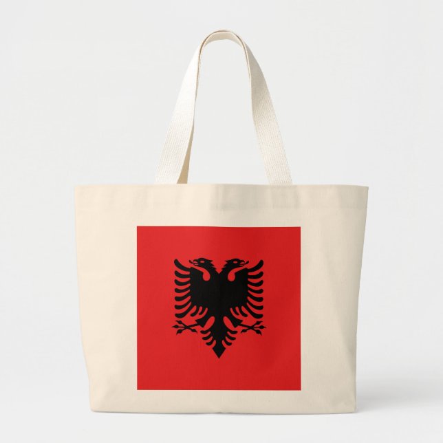 Albania Flag Large Tote Bag (Front)