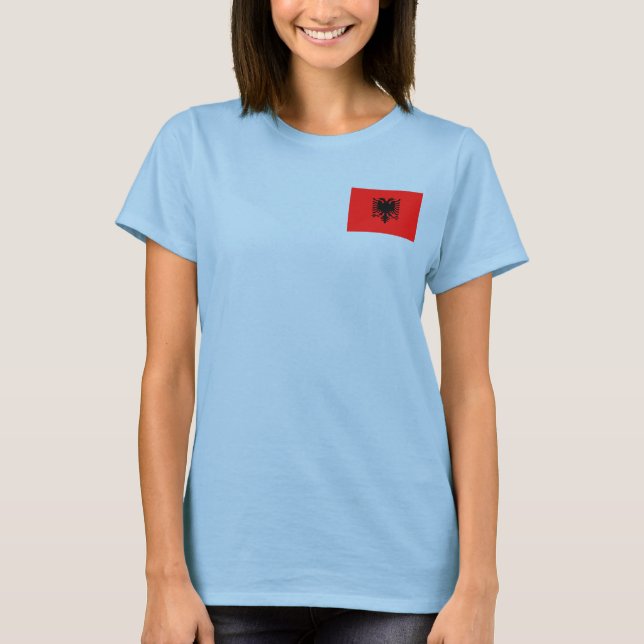 Albania Flag + Map T-Shirt (Front)