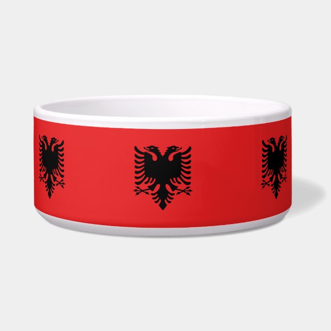 Albania Flag Pet Bowl (Front)