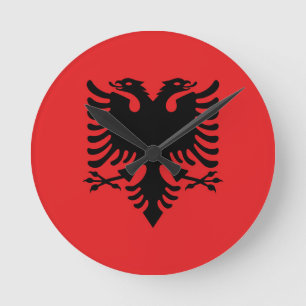 Albania Flag Round Clock