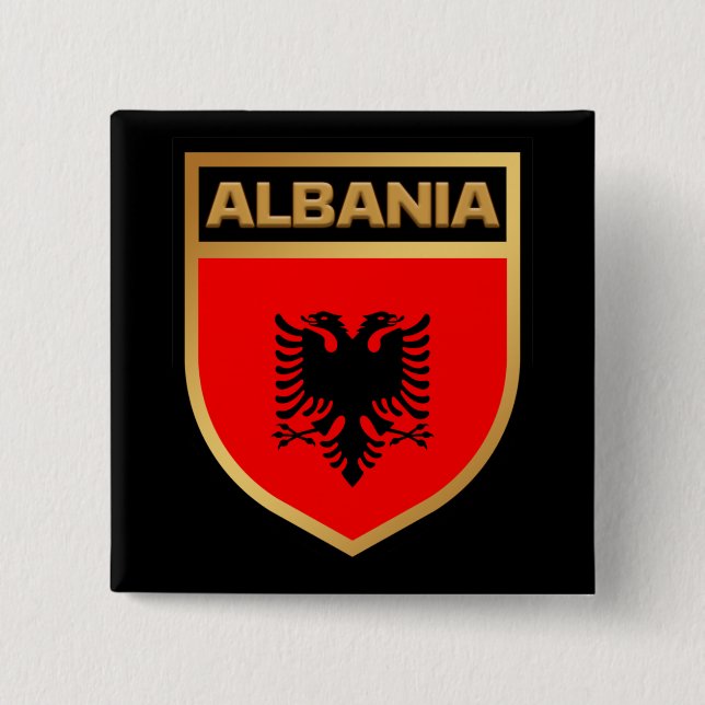 Albania Flag Shield 15 Cm Square Badge (Front)