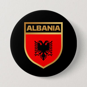 Albania Flag Shield 7.5 Cm Round Badge
