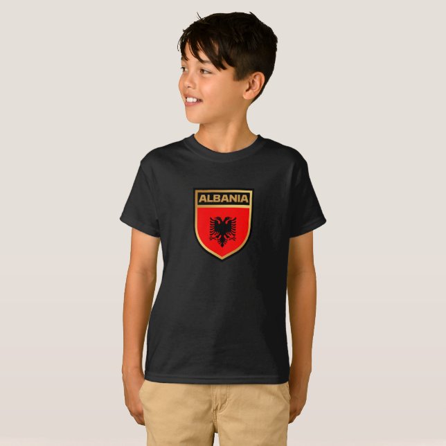 Albania Flag Shield T-Shirt (Front Full)