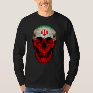 Albania Flag Skull Iranian Roots Proud Patriotic T-Shirt
