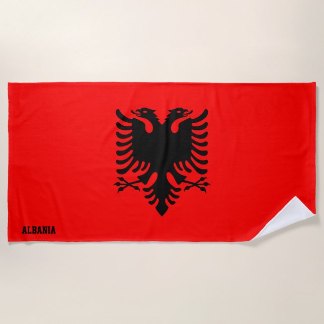 Albania Flag Splendid Patriotic Beach Towel (Front)