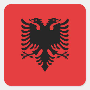 Albania Flag Square Sticker