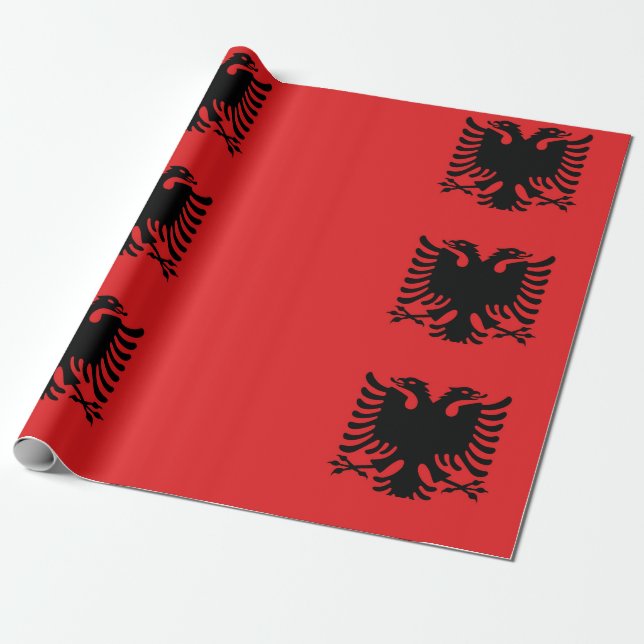 Albania Flag Wrapping Paper (Unrolled)