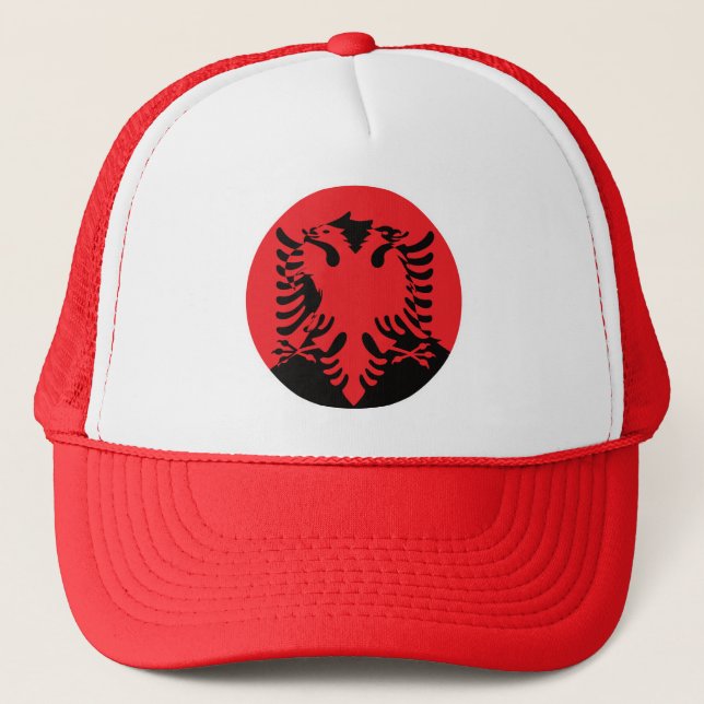 Albania Golden Eagle Albanian National Animal Flag Trucker Hat (Front)