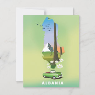 Albania map Illustrated travel poster