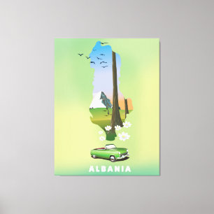 Albania map Illustrated travel poster Canvas Print