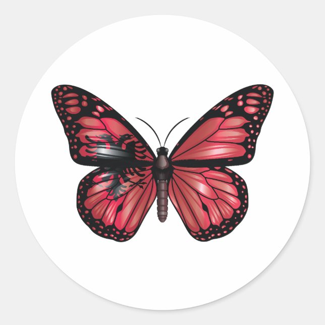 Albania Monarque Butterfly Flag  Classic Round Sticker (Front)