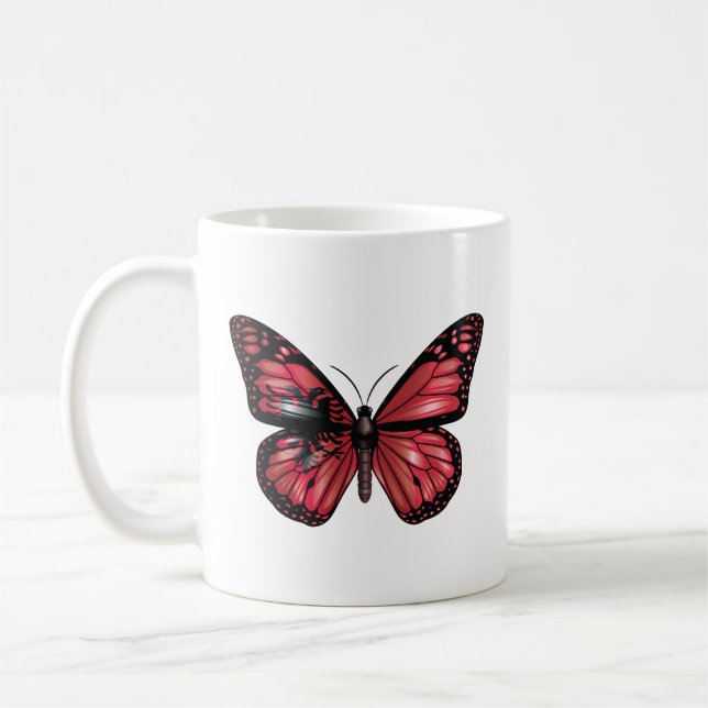 Albania Monarque Butterfly Flag  Coffee Mug (Left)