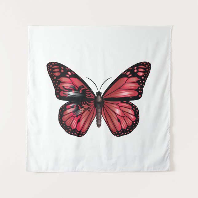 Albania Monarque Butterfly Flag  Tapestry (Front)