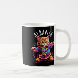 Albania Quirky Funny Cute Colourful Dancing Cat De Coffee Mug