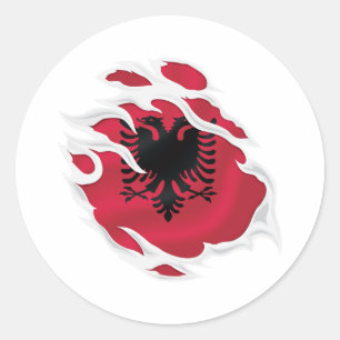 Albania Ripped Flag Classic Round Sticker