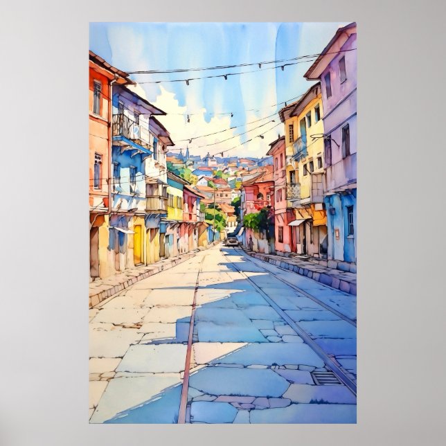 Albania Tirana Old Street Painting Poster (Front)